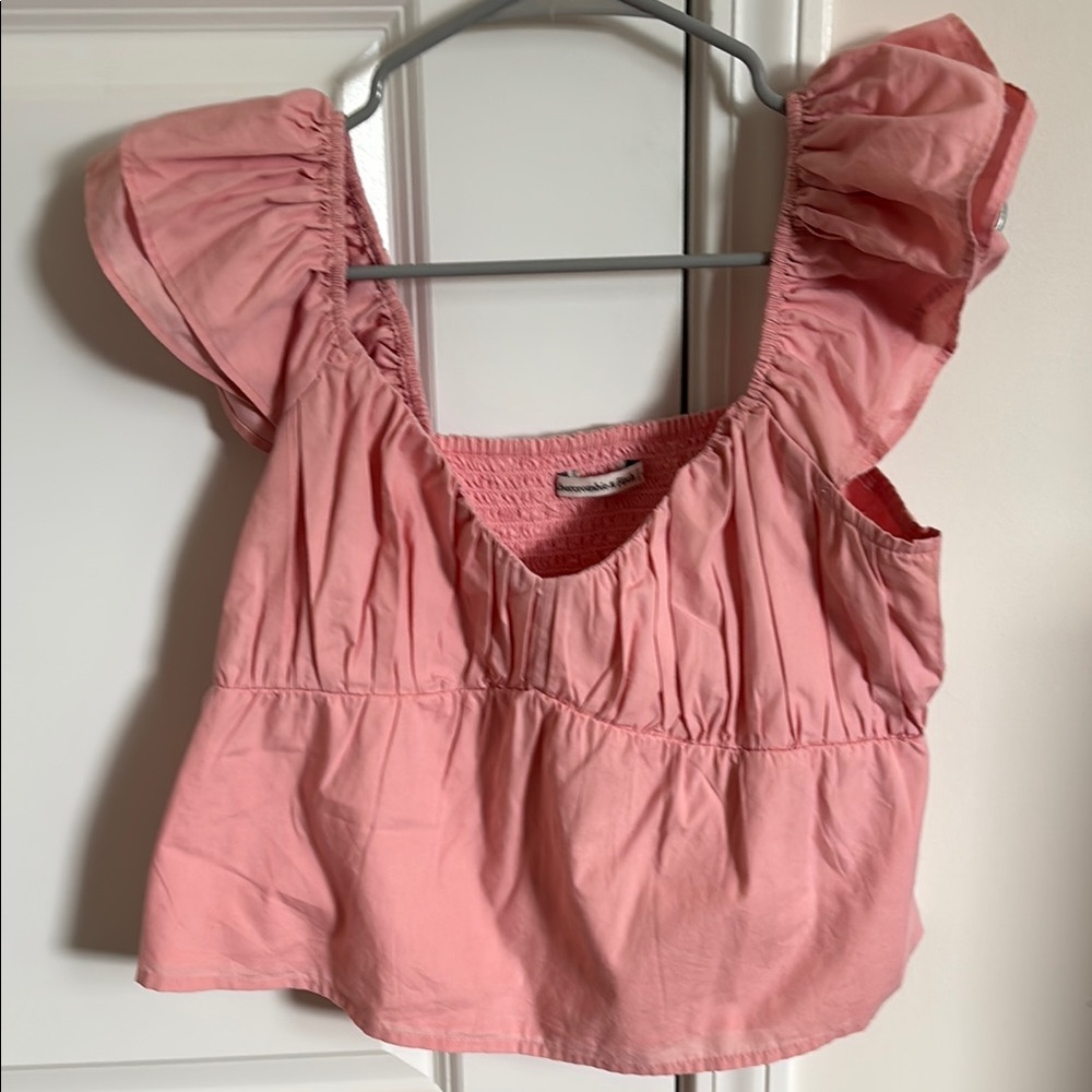 Abercrombie & Fitch Pink Flutter Sleeve Blouse